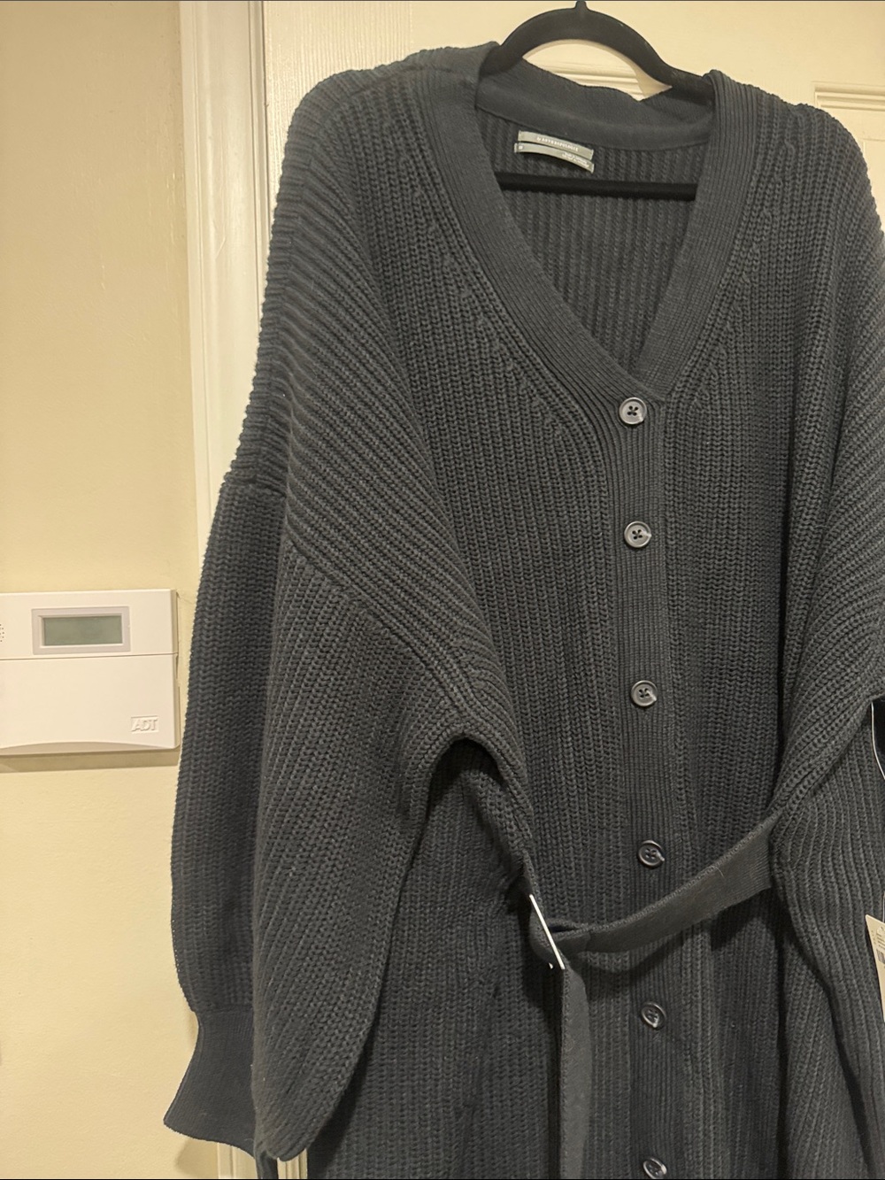 Anthropologie/Black Rib-Knit/Sweater/Button-Front Cardigan Dress/Coat/NWT! - Picture 8 of 15